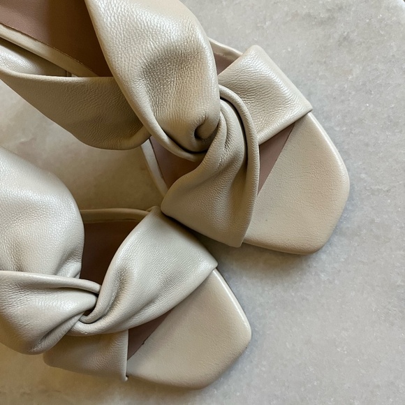 BRAND NEW | REVOLVE x LPA | Soft Twist Leather Sandal Heels in Bone | Size 6 - Picture 9 of 11